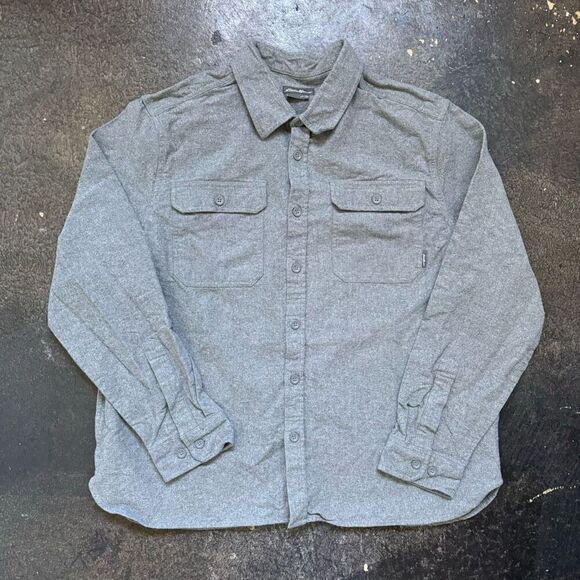 Eddie Bauer Button Up Shirt Grey Heavy Shirt Men’s XL 100% Cotton - Picture 1 of 11